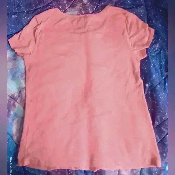 AB STUDIO TOP SIZE M Pink Short Sleeve Ruffled - Picture 4 of 5